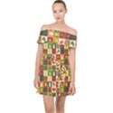 Template Christmas Pattern Off Shoulder Chiffon Dress View1
