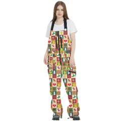 Template Christmas Pattern Women s Front Zip Ski And Snowboard Bib Pants