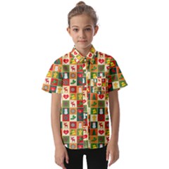 Template Christmas Pattern Kids  Short Sleeve Shirt