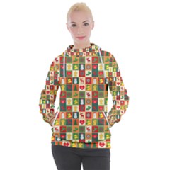 Template Christmas Pattern Women s Hooded Pullover