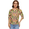 Template Christmas Pattern Women s Quarter Sleeve Pocket Shirt View1