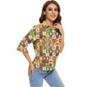Template Christmas Pattern Women s Quarter Sleeve Pocket Shirt View2