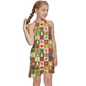 Template Christmas Pattern Kids  Halter Collar Waist Tie Chiffon Dress View3