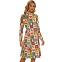 Template Christmas Pattern Long Sleeve Shirt Collar A-Line Dress View3