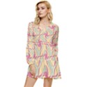 Abstract Pattern Design Scrapbooking Tiered Long Sleeve Mini Dress View1