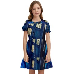 Tardis Doctor Who Space Galaxy Kids  Puff Sleeved Dress