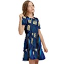 Tardis Doctor Who Space Galaxy Kids  Puff Sleeved Dress View2