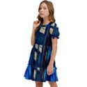 Tardis Doctor Who Space Galaxy Kids  Puff Sleeved Dress View3