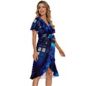 Tardis Doctor Who Space Galaxy Women s Kimono Wrap Satin Dress View3
