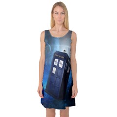 Tardis Doctor Who Space Blue Sleeveless Satin Nightdress