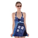 Tardis Doctor Who Space Blue Halter Dress Swimsuit  View1