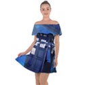 Tardis Doctor Who Space Blue Off Shoulder Velour Dress View1