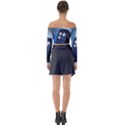 Tardis Doctor Who Space Blue Long Sleeve Off Shoulder Crop Top View2