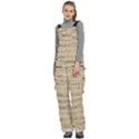 Vintage Beige Music Notes Women s Side Zip Front Pouch Ski And Snowboard Bib Pants	 View2