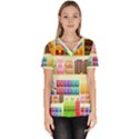 Supermarket Shelf Products Snacks Women s V-Neck Scrub Top View1