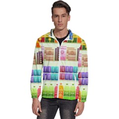 Supermarket Shelf Products Snacks Men s High Neck Windbreaker