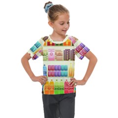 Supermarket Shelf Products Snacks Kids  Mesh Piece T-shirt
