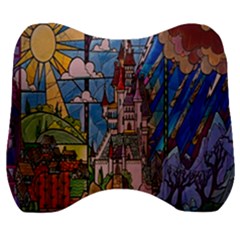 Castle Building Stained Glass Velour Head Support Cushion