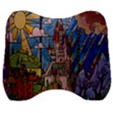 Castle Building Stained Glass Velour Head Support Cushion View1
