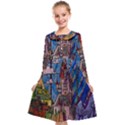 Castle Building Stained Glass Kids  Midi Sailor Dress View1