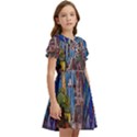 Castle Building Stained Glass Kids  Bow Tie Puff Sleeve Dress View2