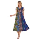 Castle Building Stained Glass V-Neck Drawstring Shoulder Sleeveless Maxi Dress View2