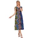 Castle Building Stained Glass V-Neck Drawstring Shoulder Sleeveless Maxi Dress View3