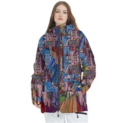 Castle Building Stained Glass Women s Multi Pockets Zip Ski And Snowboard Waterproof Breathable Jacket