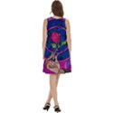 Enchanted Rose Stained Glass Round Neck Sleeve Casual Dress With Pockets View4