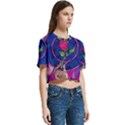 Enchanted Rose Stained Glass Women s Round Neck Short Sleeve Crop Top View3