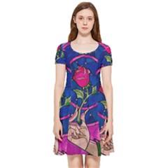 Enchanted Rose Stained Glass Inside Out Cap Sleeve Dress
