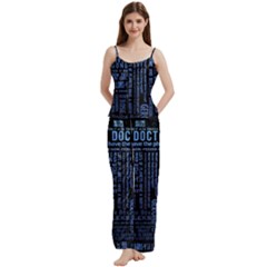 Doctor Who Tardis Spaghetti Top Long Pants Satin Pajamas Set