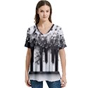 Piano Sounds V-Neck Split Shoulder Casual T-Shirt View1