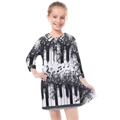 Piano Sounds Kids  Quarter Sleeve Shirt Dress