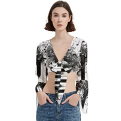 Piano Sounds Trumpet Sleeve Cropped Top