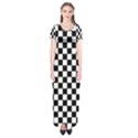 Pattern Checkered Squares Black White Pattern Short Sleeve Maxi Dress View1
