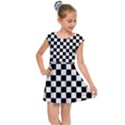 Pattern Checkered Squares Black White Pattern Kids  Cap Sleeve Dress View1