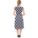 Pattern Checkered Squares Black White Pattern Cap Sleeve Front Wrap Midi Dress View2