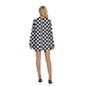 Pattern Checkered Squares Black White Pattern Round Neck Long Sleeve Bohemian Style Chiffon Mini Dress View4