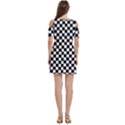 Pattern Checkered Squares Black White Pattern Women s Cold Shoulder Round Neck Mini Dress View4