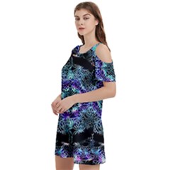 Round Wreath Women s Cold Shoulder Round Neck Mini Dress