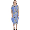 Abstract Pattern Cold Shoulder Loose Fit Dress With Pockets View1