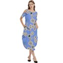 Abstract Pattern Cold Shoulder Loose Fit Dress With Pockets View3