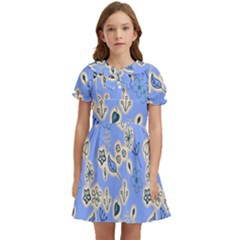 Abstract Pattern Kids  Bow Tie Puff Sleeve Dress