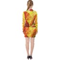 Leaves Plant Pattern Croton Nature V-neck Bodycon Long Sleeve Dress View2