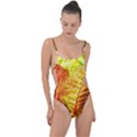 Leaves Plant Pattern Croton Nature Tie Strap One Piece Swimsuit View1