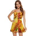 Leaves Plant Pattern Croton Nature Ruffle Edge Bra Cup Chiffon Mini Dress View1