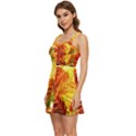 Leaves Plant Pattern Croton Nature Ruffle Edge Bra Cup Chiffon Mini Dress View2