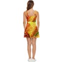 Leaves Plant Pattern Croton Nature Ruffle Edge Bra Cup Chiffon Mini Dress View4