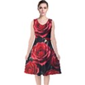 Red Roses V-Neck Midi Sleeveless Dress  View1
